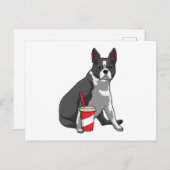 Boston Terrier met drankje Briefkaart (Voorkant / Achterkant)