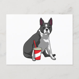 Boston Terrier met Drink Briefkaart