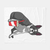 Boston Terrier met Drink Fleece Deken (Voorkant (Horizontaal))