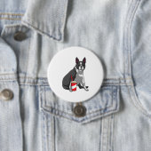 Boston Terrier met Drink Ronde Button 7,6 Cm (In situ)