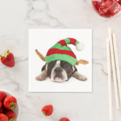 Boston Terrier met een kerst Pet Servetten (Insitu)