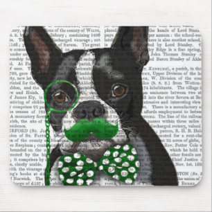 Boston Terrier met Green Mustache en Spotty 2 Muismat
