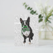 Boston Terrier met Green Mustache en Spotty Briefkaart (Staand voorkant)