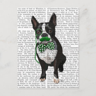 Boston Terrier met Green Mustache en Spotty Briefkaart