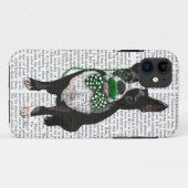 Boston Terrier met Green Mustache en Spotty Case-Mate iPhone Case (Achterkant (horizontaal))