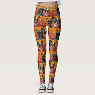 Boston Terrier Met Hartrozen Valentijnsdag Leggings