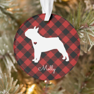 Boston Terrier met kerstspeldenhond Foto Ornament