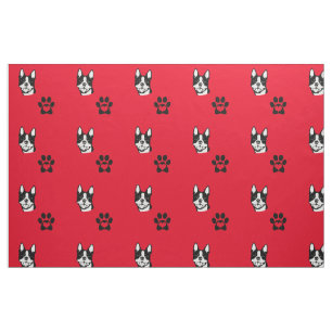 Boston Terrier met Paws Cotton Fabric Stof