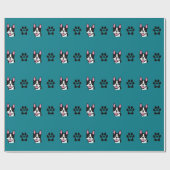 Boston Terrier met paws Wrapping Paper Cadeaupapier (Vlak)