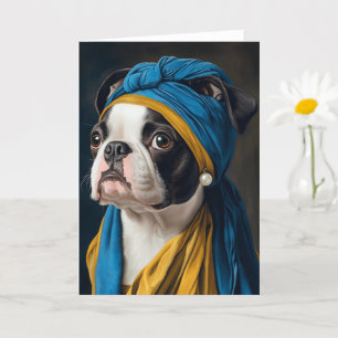 Boston Terrier met Pearl Earring alle gelegenheden Kaart