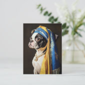 Boston Terrier met Pearl Ketting Briefkaart (Staand voorkant)