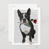 Boston Terrier met Roos in Mouth Briefkaart (Voorkant / Achterkant)