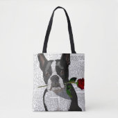 Boston Terrier met Roos in Mouth Draagtas (Voorkant)