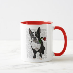 Boston Terrier met Roos in Mouth Mok