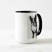 Boston Terrier met Roos in Mouth Mok (Voorkant rechts)