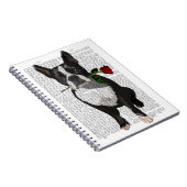 Boston Terrier met Roos in Mouth Notitieboek (Rechterzijde)