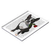 Boston Terrier met Roos in Mouth Notitieboek (Linkerzijde)