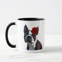 Boston Terrier met Roos op hoofd 2