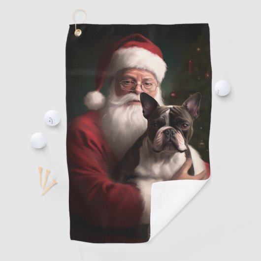Boston Terrier met Sinterklaas Feestelijke Kerstmi Golfhanddoek (Insitu)