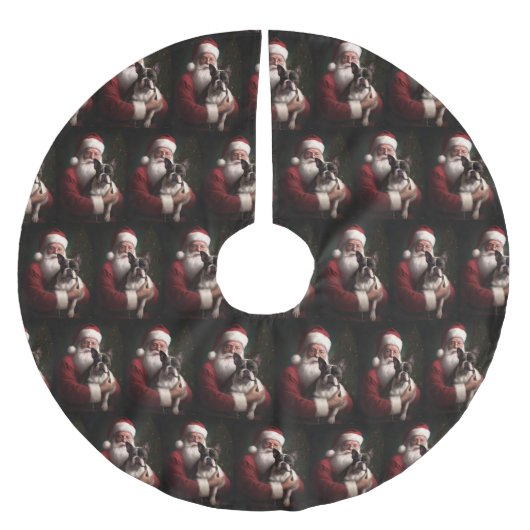 Boston Terrier met Sinterklaas Feestelijke Kerstmi Kerstboom Rok (Voorkant)