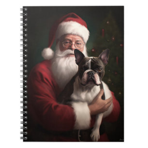 Boston Terrier met Sinterklaas Feestelijke Kerstmi Notitieboek