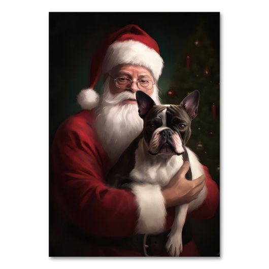 Boston Terrier met Sinterklaas Festieve Kerst Kaart (Voorkant)