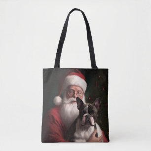 Boston Terrier met Sinterklaas Festive Kerstmis Draagtas