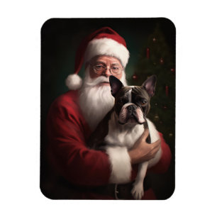 Boston Terrier met Sinterklaas Festive Kerstmis Magneet