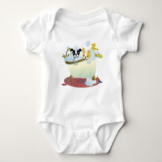 Boston Terrier Mirabelle Bathtime leuk creeper Romper (Voorkant)