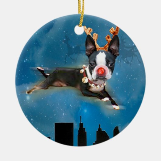 Boston Terrier Mirabelle Holiday Ornament (Voorkant)