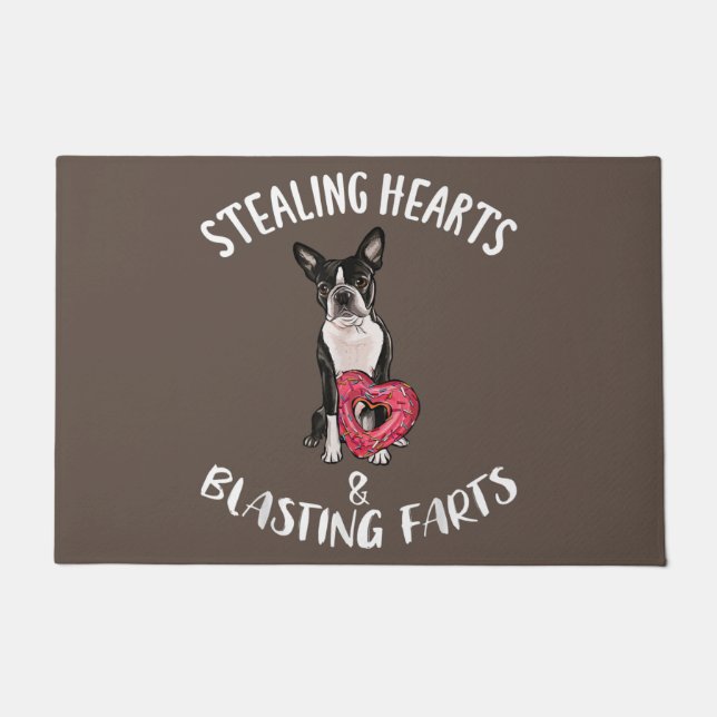 Boston Terrier moeder, Boston Terrier vader, honde Deurmat (Voorkant)