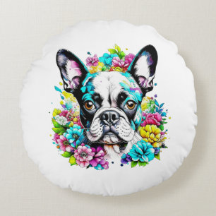 Boston Terrier Moeder Pawprint Rond Kussen