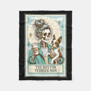 Boston Terrier Moeder Skelet Tarotkaart Heks Vibe Fleece Deken