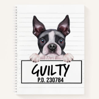 Boston Terrier Mugshot Guilty Dog Notitieboek