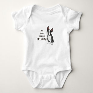 Boston Terrier My Best Friend Custom Name Baby Bo Romper