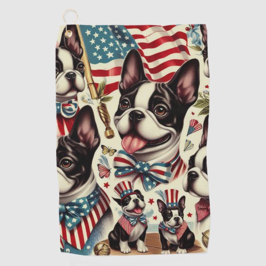 Boston Terrier  naadloze illustratie Golfhanddoek (Voorkant)