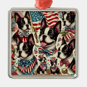 Boston Terrier naadloze illustratie Metalen Ornament