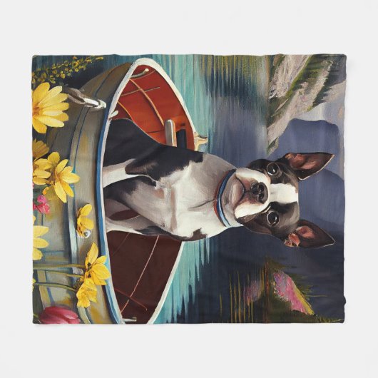Boston Terrier op een peddel: Een Schilderachtig a Fleece Deken (Voorkant (Horizontaal))