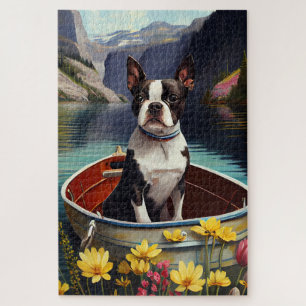 Boston Terrier op een peddel: Een Schilderachtig a Legpuzzel