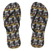 Boston Terrier op een peddel: Een Schilderachtig a Teenslippers (Voetbed)