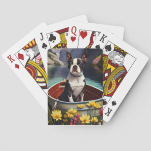 Boston Terrier op een Peddel: Een Schitterend Avon Pokerkaarten