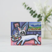 Boston Terrier paashaas Feestdagenkaart (Staand voorkant)