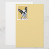 Boston Terrier Painting - Cute Original Dog Art Briefpapier (Voorkant / Achterkant)