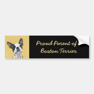 Boston Terrier Painting - Cute Original Dog Art Bumpersticker