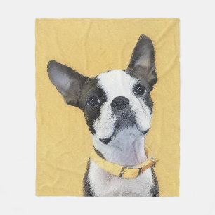 Boston Terrier Painting - Cute Original Dog Art Fleece Deken