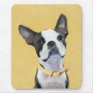 Boston Terrier Painting - Cute Original Dog Art Muismat