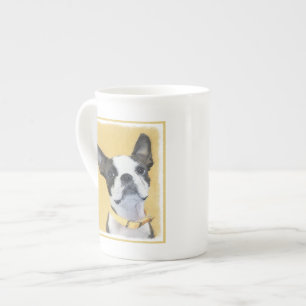 Boston Terrier Painting - Cute Original Dog Art Porselein Kop