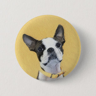Boston Terrier Painting - Cute Original Dog Art Ronde Button 5,7 Cm
