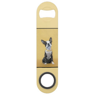 Boston Terrier Painting - Cute Original Dog Art Speed Flessenopener
