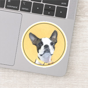 Boston Terrier Painting - Cute Original Dog Art Sticker